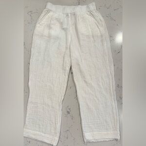 Shannon Passero Women’s White Elastic Waistband‎ Ankle Gauze Pants Size Med NWT